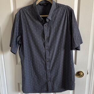 Travis Mathew Short-Sleeve Button-Down Shirt in Dark Gray with Micro Print